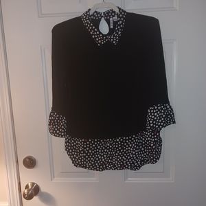Elle Black and white with Red dots Blouse Size S